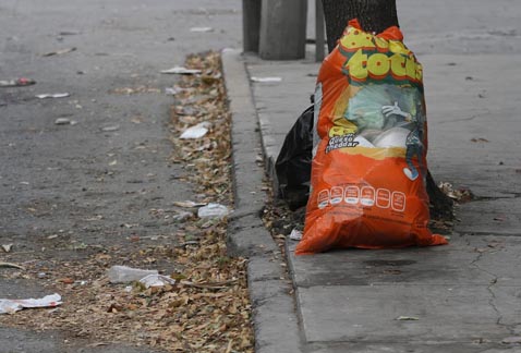 Desde hace varios días permanecen las bolsas de basura en la calle.