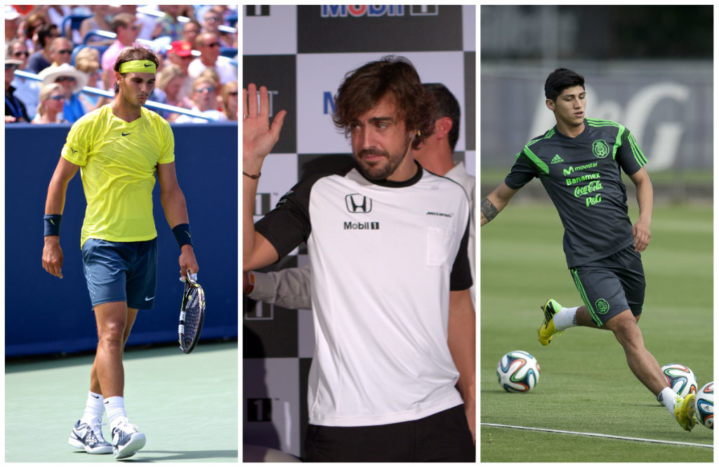 Rafael Nadal, Fernado Alonso y Alan Pulido 
