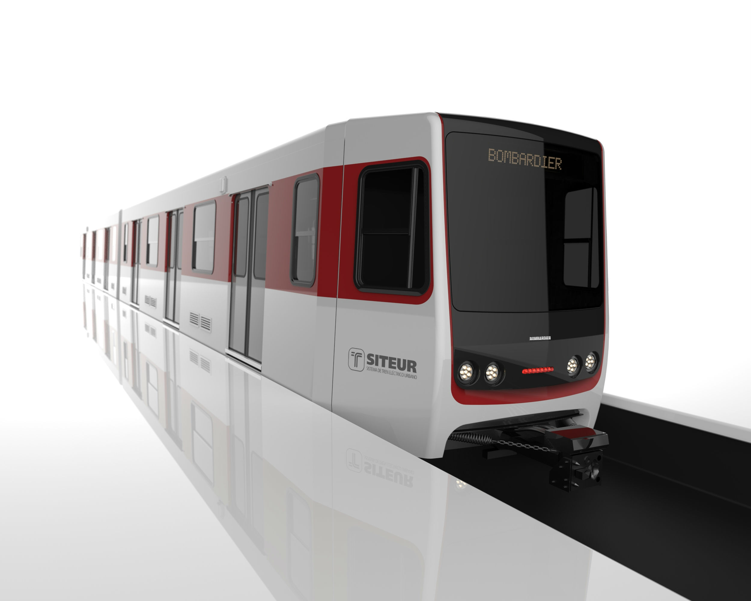 Esta es solo una imagen representativa del tren, el diseño es responsabilidad de Bombardier y este deberá ser aprobado por el gobierno de Jalisco.