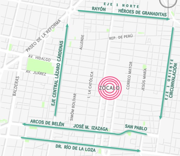 La SSPDF difundió en Twitter las alternativas viales por los cierres en las inmediaciones del Zócalo, donde hoy se partirá la Mega Rosca de Reyes.