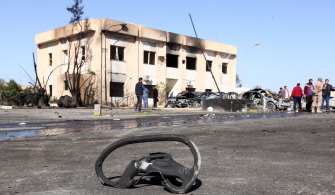 La escuela de policía donde tuvo lugar el atentado suicida, en la localidad costera libia de Zliten