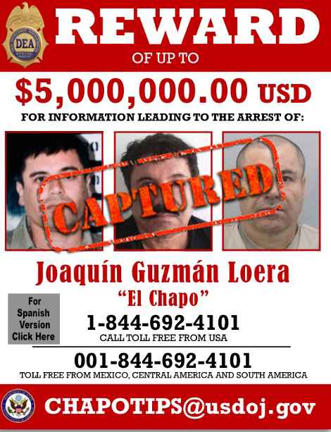 La DEA actualizó la ficha de búsqueda del narco Joaquín 'El Chapo' Guzmán.