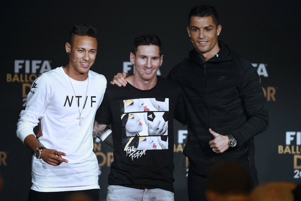 Neymar, Messi y Cristiano, en la conferencia previa a la entrega del Balón de Oro 