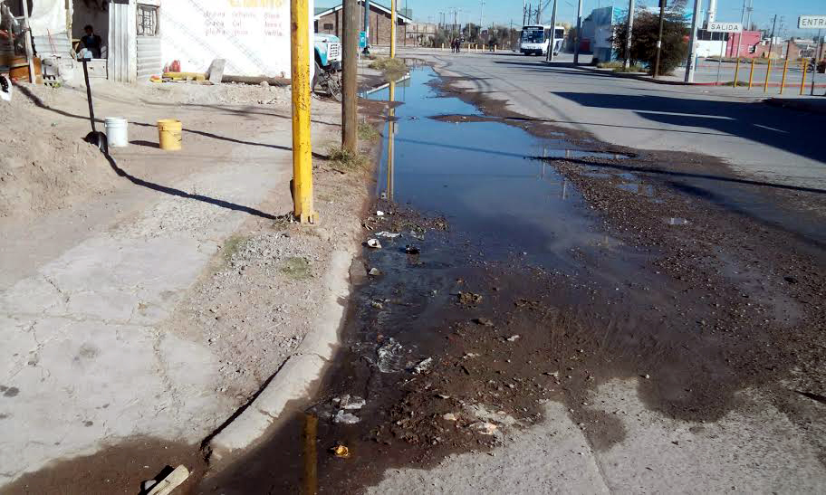 Fuga de aguas negras y potable en la colonia Campo Nuevo Zaragoza.