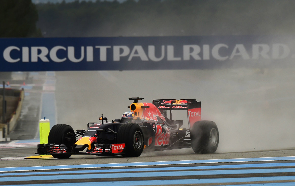 Daniel Ricciardo en la pruebas de neumáticos de lluvia en Le Castellet