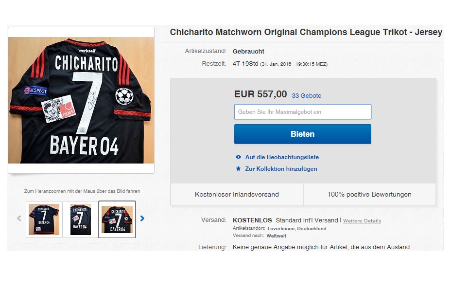 Playera de 'Chicharito' se subasta en internet