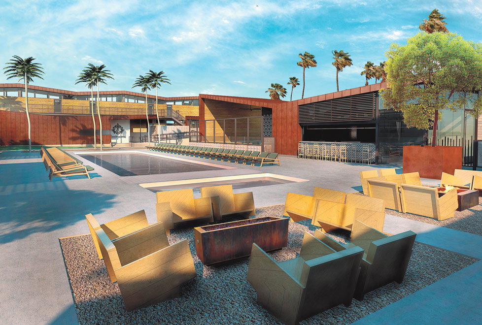 Arrive estará ubicado en el corazón de uptown design district de Palm Springs, a unos cuantos pasos de increíbles boutiques como Trina Turk y restaura