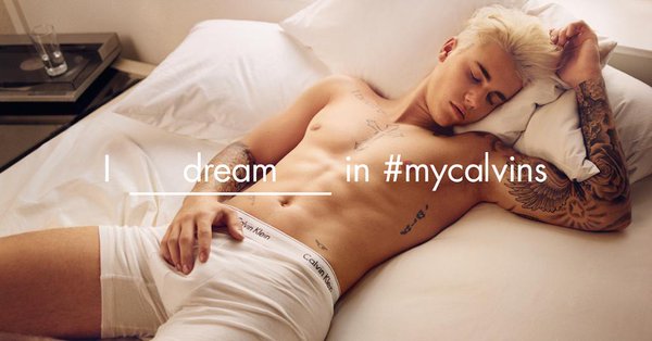 Justin Bieber en la campaña de primavera 2016 de Calvin Klein. 