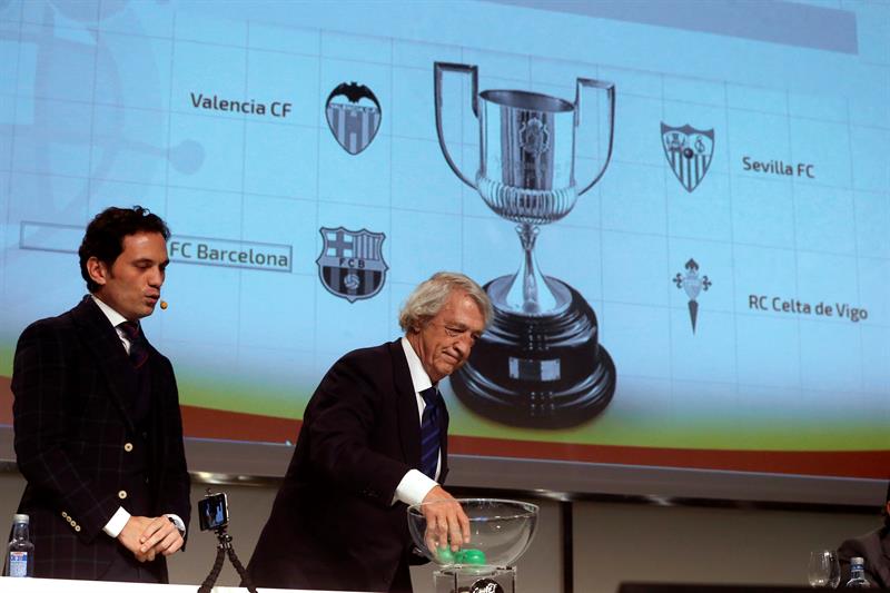 Sorteo de las semifinales de la Copa del Rey que se celebró hoy en la Ciudad del Fútbol de Las Rozas