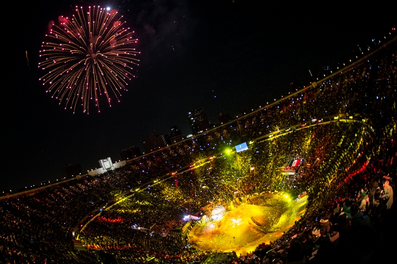 La Monumental Plaza de Toros México en un evento de motociclismo 