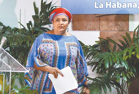 La guerrillera colombiana Victoria Sandino, ayer en la isla.