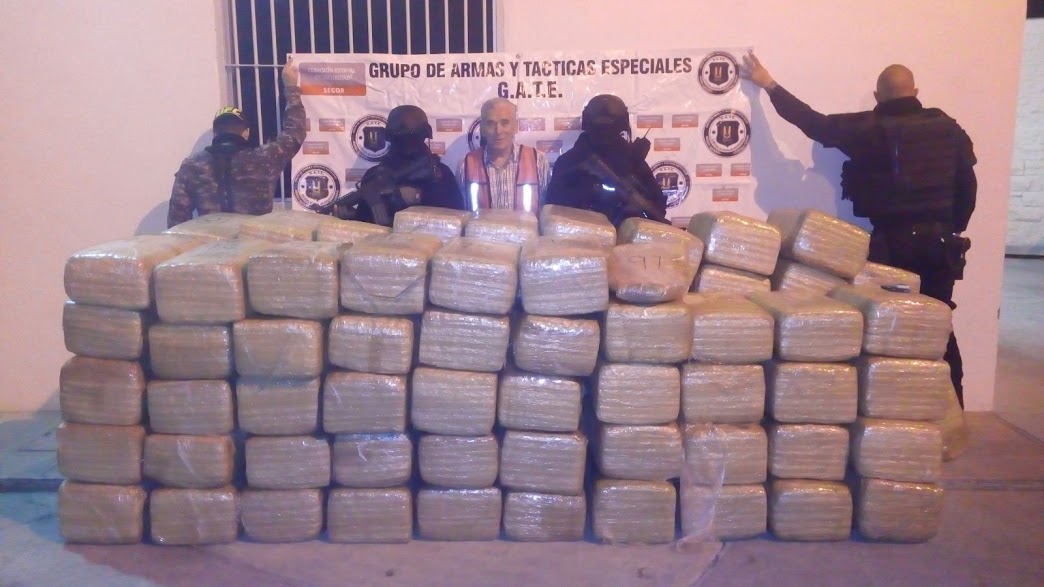 La droga fue asegurada por elementos del Grupo de Armas y Tácticas Especiales (GATE).