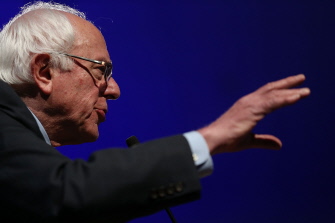 Bernie Sanders, durante el acto electoral este jueves en el New Tropicana Las Vegas en Las Vegas, Nevada