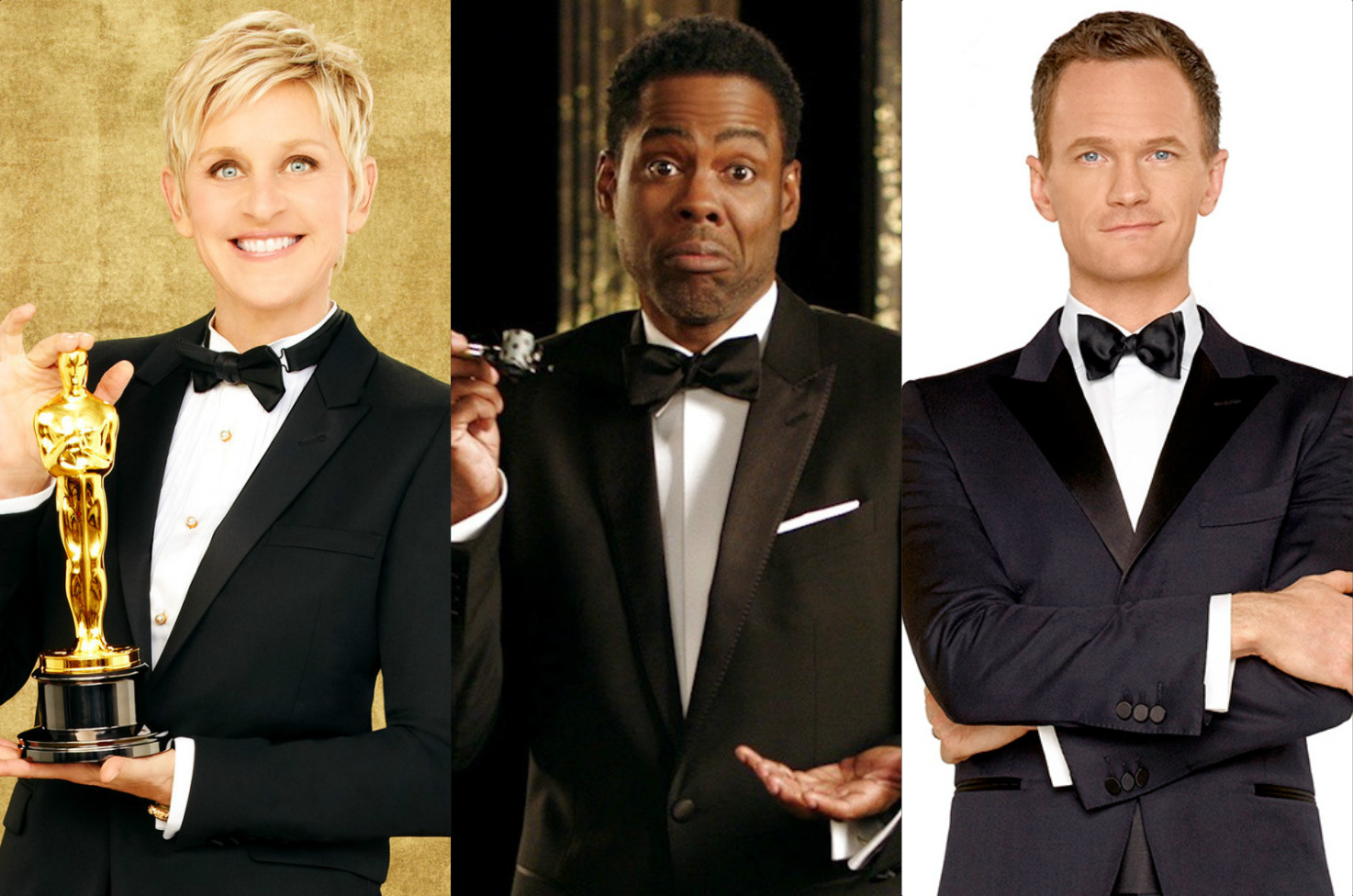 Ellen DeGeneres, Chris Rock y Neil Patrick Harris. 