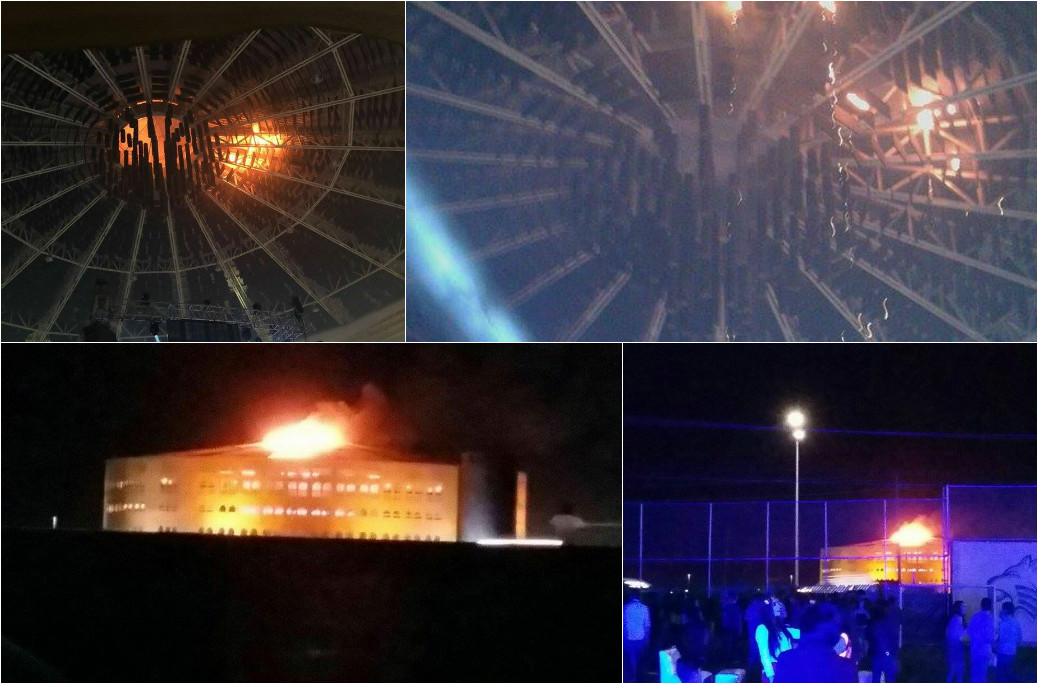 Juegos pirotécnicos de un evento de Rodeo provocaron que el techo del Coliseo Centenario ardiera en llamas.