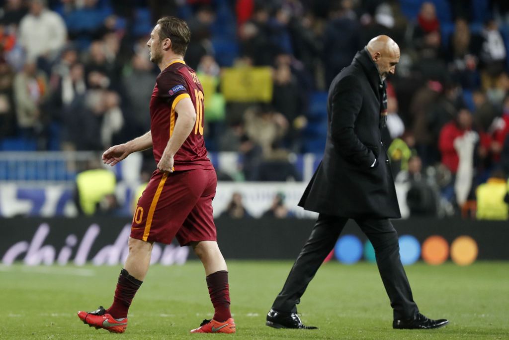 Francesco Totti al término del duelo entre el Real Madrid y la Roma