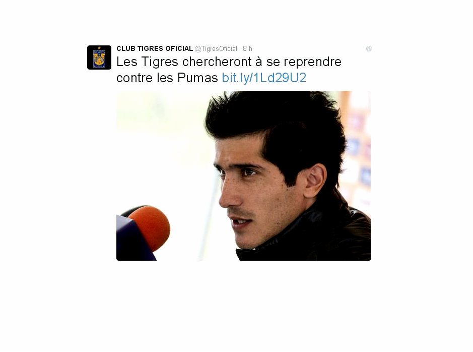 Así tuiteó Tigres en francés sobre Álvarez