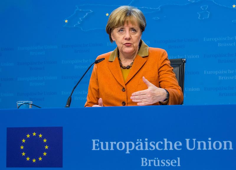 Angela Merkel al termino de la cumbre extraordinaria de líderes de la UE con Turquía, el pasado lunes 7 de marzo en Bruselas 