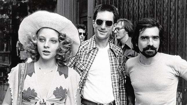 Jodie Foster, Robert De Niro y Martin Scorsese, durante el rodaje de Taxi Driver en 1976.