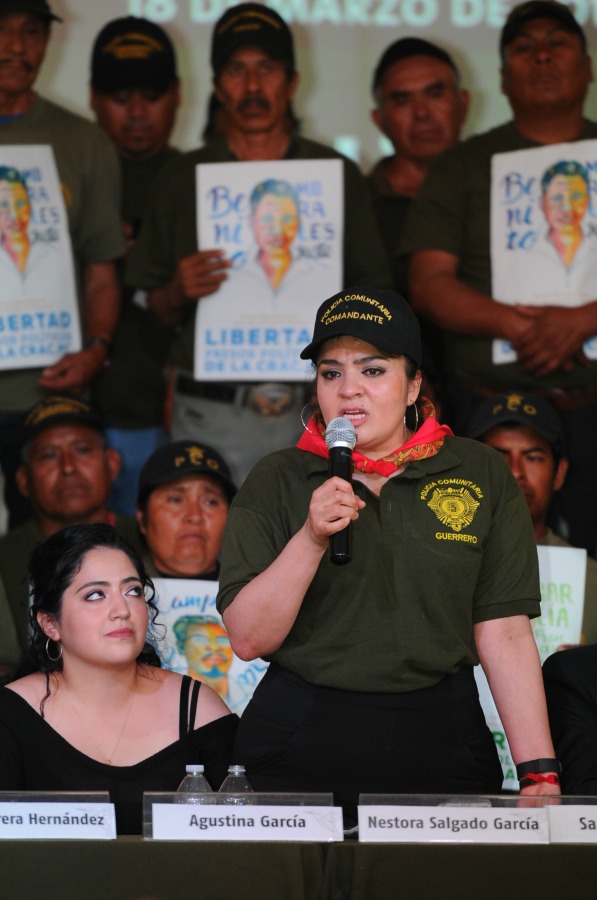 Nestora Salgado en el Centro de Derechos Humanos Agustín Pro Juárez.
