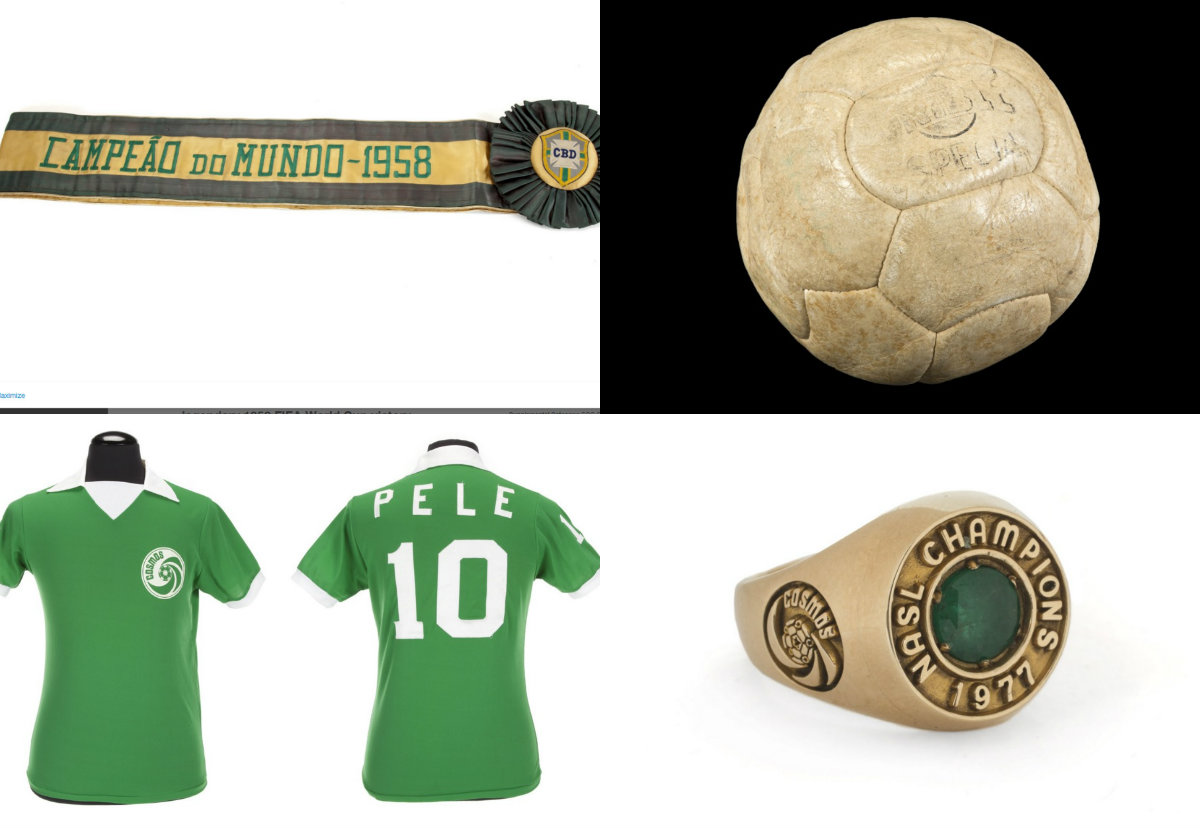 Algunos de los artículos que subastará Pelé 