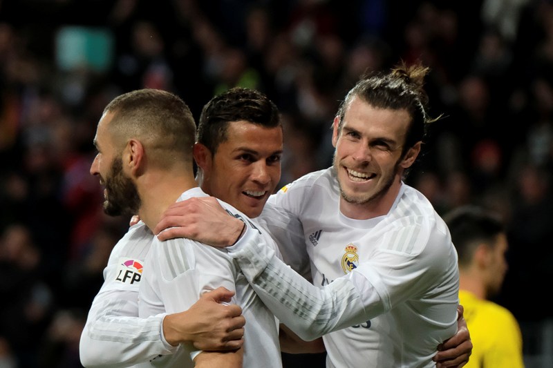 Karim Benzema, Crsitiano Ronaldo y  Gareth Bale