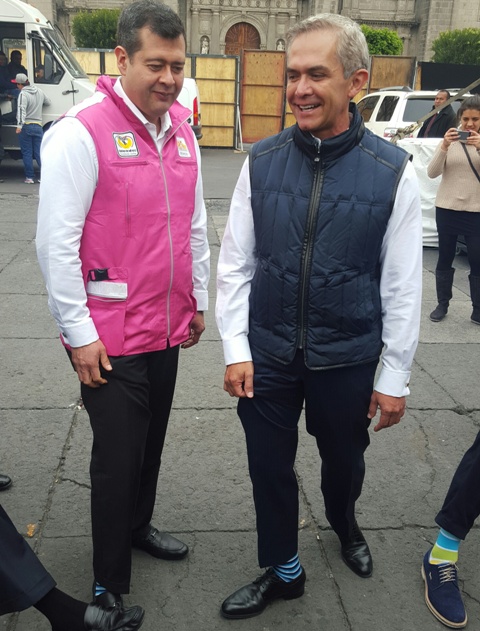 El jefe de Gobierno, Miguel Ángel Mancera y el secretario de Desarrollo Social de la CdMx, José Ramón Amieva.