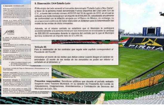 Este es el documento de la Auditoría que señala las irregularidades en el cobro de la renta del Estadio León.
