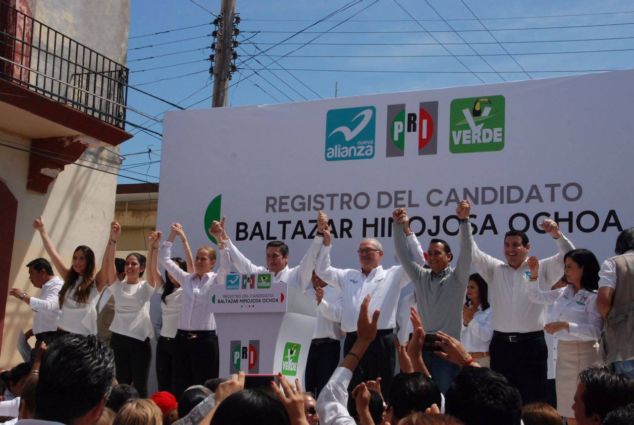 Registro de Baltazar Hinojosa como candidato del PRI, PVEM y Nueva Alianza.