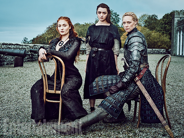 Sansa (Sophie Turner), Arya (Maisie Williams) y Brienne (Gwendoline Christie). 