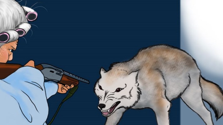 En el cuento de Caperucita Roja, la abuelita lleva un rifle para defenderse del lobo. 