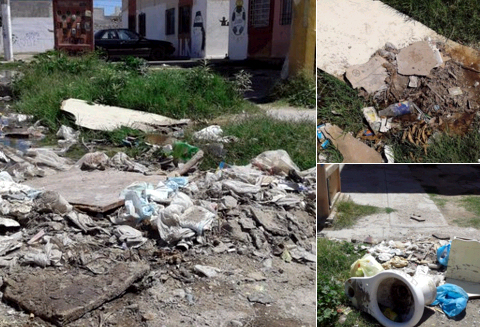 Daños por todo tipo de desechos en los drenajes de Torreón. 
