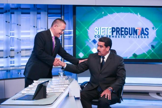 El presidente de Venezuela, Nicolás Maduro, entrevistado en "Siete preguntas con Ernesto Villegas", un programa de Telesur