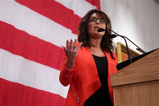 Sarah Palin, durante su intervención hoy en un acto electoral republicano en Milwaukee