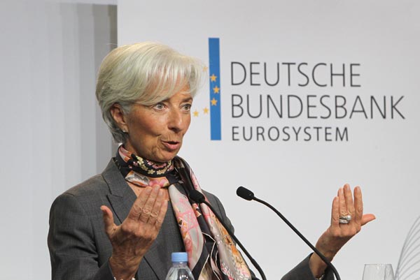 La directoria del FMI, Christine Lagarde, durante un discurso en la Universidad Johann Wolfgang Goethe.