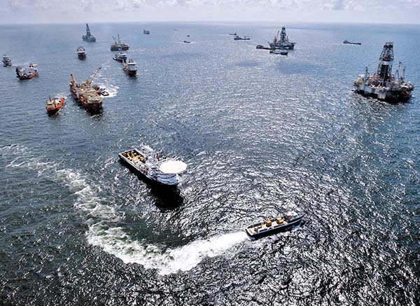 El crudo en las aguas del Golfo de México. 