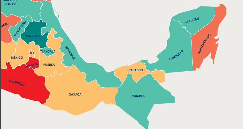 Guerrero es el estado menos pacífico del país, de acuerdo con el Índice de Paz México 2016.