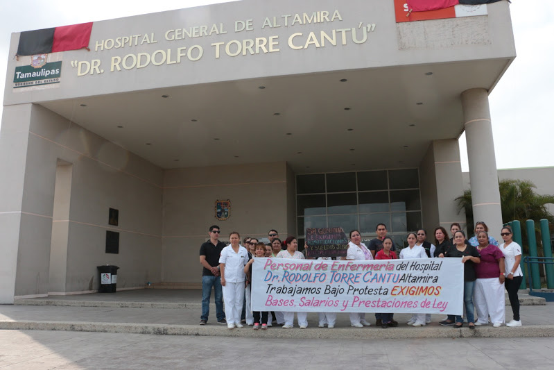 Protesta de personal del hospital "Rodolfo Torre Cantú".