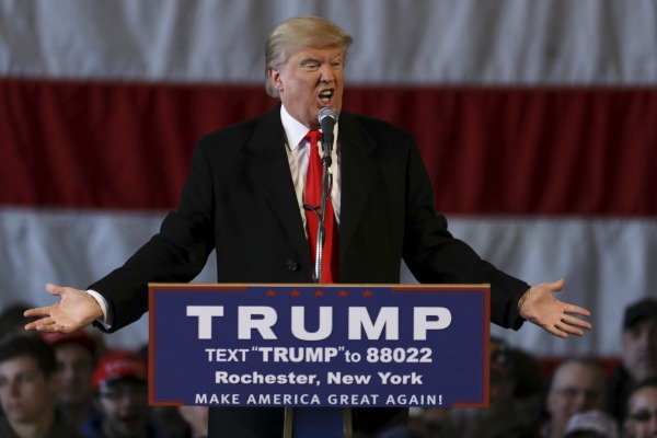 Donald Trump, aspirante a la candidatura presidencial republicana, durante un mitin en Nueva York.