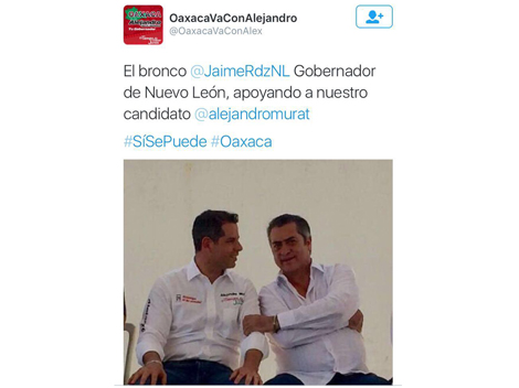 El equipo del candidato presumió en redes sociales el supuesto apoyo del gobernador de Nuevo León.