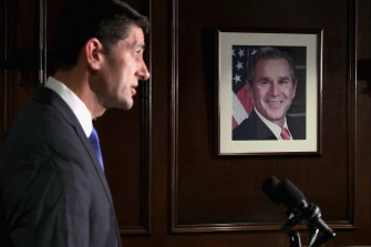 Paul Ryan, durante su anuncio en la sede del Comité Nacional Republicano, en Capitol Hill, Washington