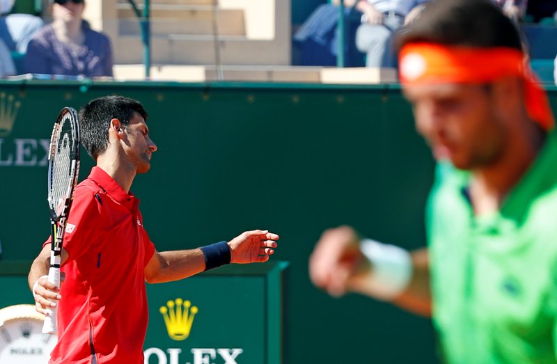 Vesely celebra la victoria ante Djokovic 