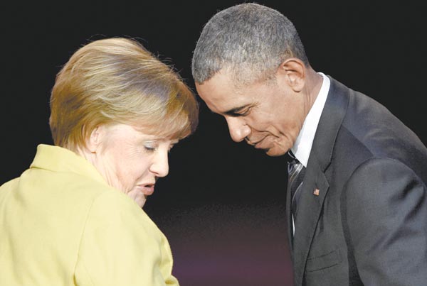 Obama se reunió con Merkel a propósito de la Feria Industrial de Hannover.