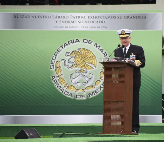 El secretario de Marina, Vidal Soberón, durante la ceremonia en Campo Marte.