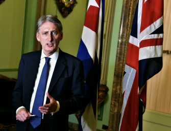 El canciller británico, Philip Hammond, durante su visita a La Habana, en el ministerio de exteriores cubano