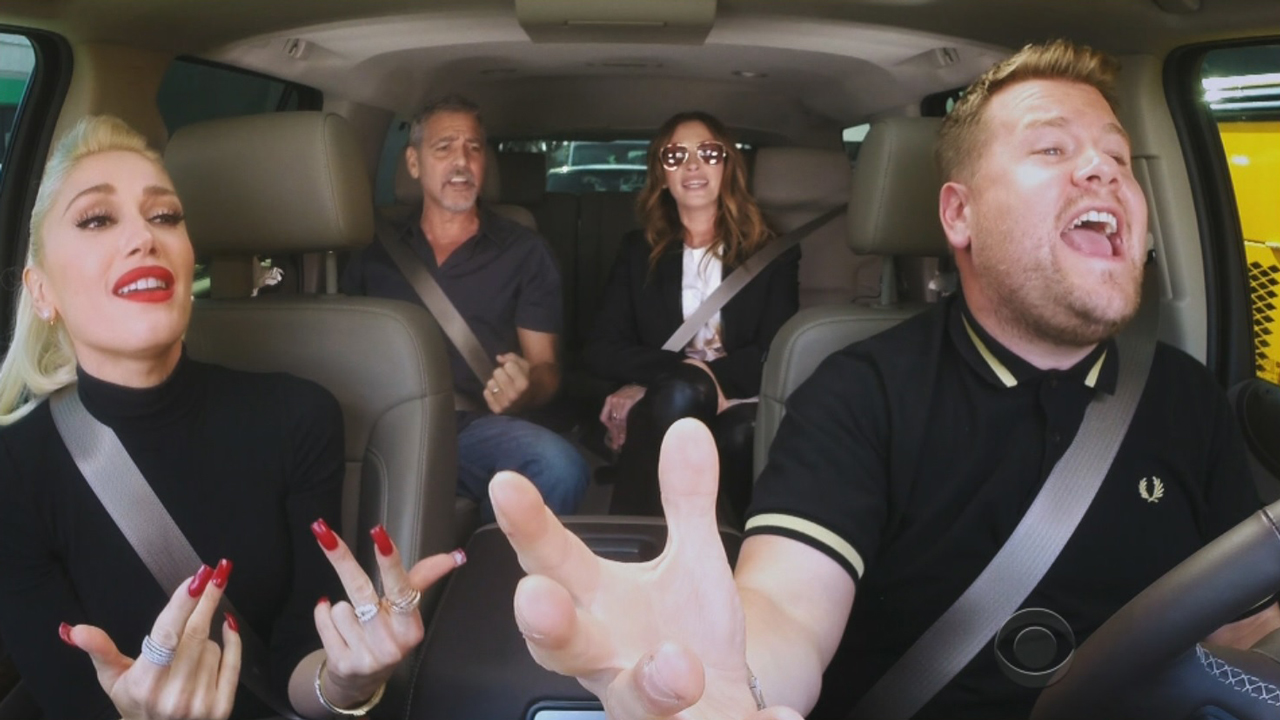 Gwen Stefani,George Clooney y Julia,Roberts en Carpool Karaoke.