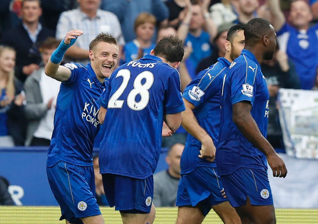 Leicester celebra un gol de Jamie Vardy