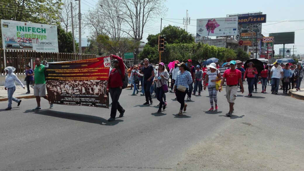 La marcha magisterial esta conformada por integrantes de las sección 7 mayoritariamente.