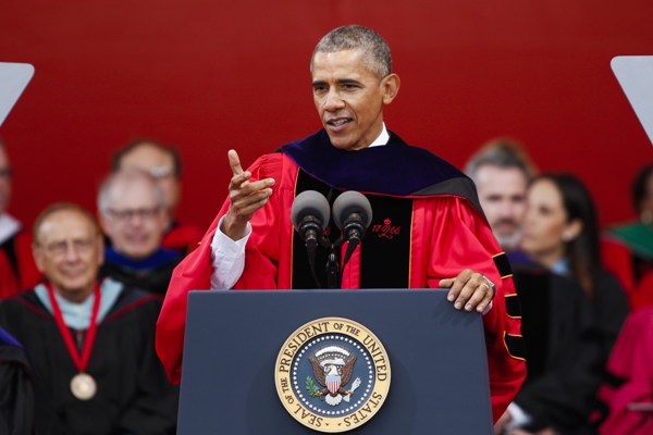 El presidente de Estados Unidos, Barack Obama, fue el orador invitado para dar un discurso de ceremonia de graduación en la Universidad de Rutgers