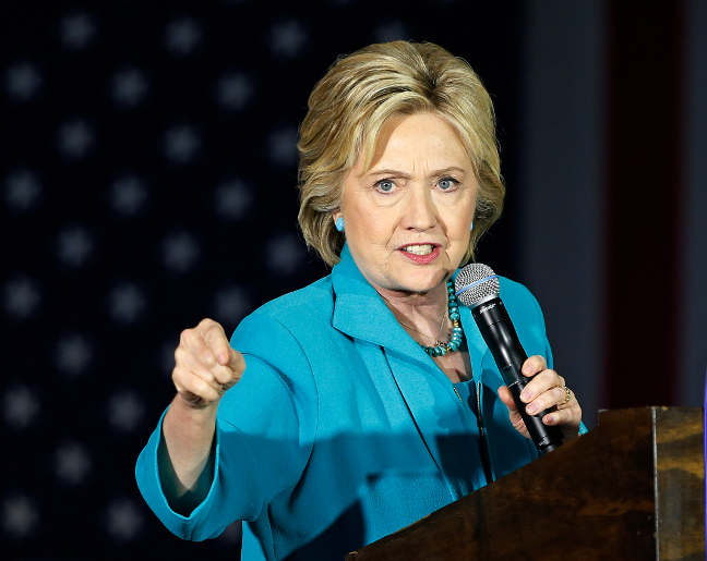 Hillary Clinton en una conferencia de Comercio el día 24 de mayo